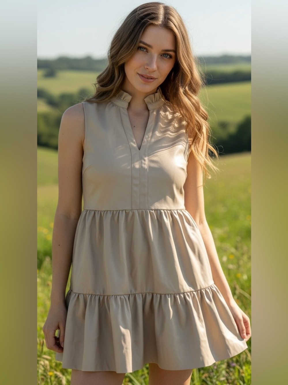 Fate Cream Pleather Dress Size Small